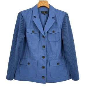 Talbots Sweater Sleeve Cotton Jacket in Blue Size LP